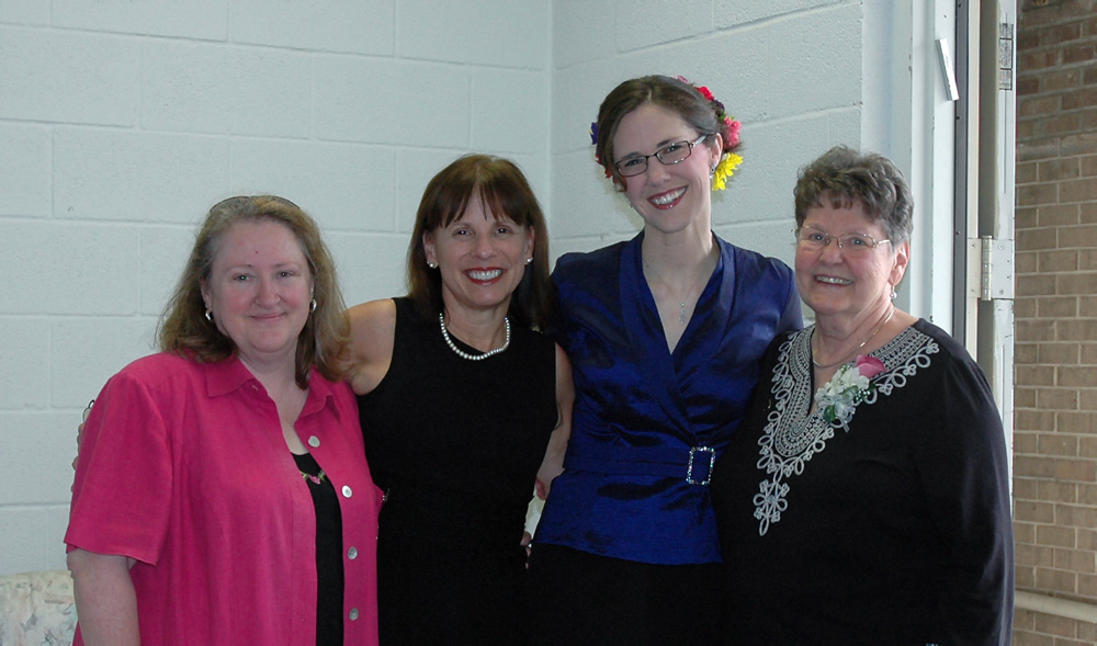 Andrea Burgoyne, Patti Amato, Mairee Pantzer, and Betty Bertaux. Annual Winter Concert, 2011.